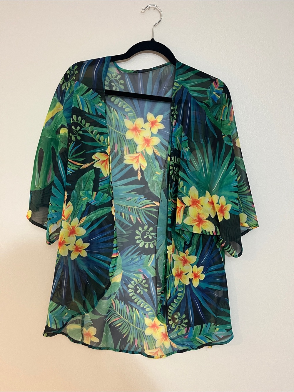 Women’s Tropical Floral Sheer Kimono Cardigan